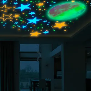 Glow in the dark wall stickers colorful stars moon ceiling decor for kids bedroom 1560pcs