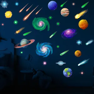 Leuchtende Galaxie Wandsticker im Dunkeln, fluoreszierende Planeten Sterne für Kinderzimmer.