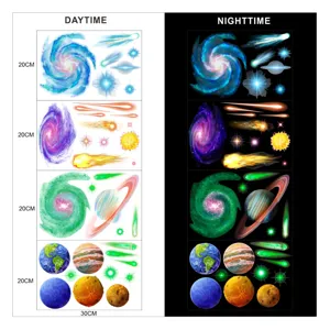 Leuchtende Galaxie Wandaufkleber, leuchtende Sterne Planeten Wandtattoos für Schlafzimmer.