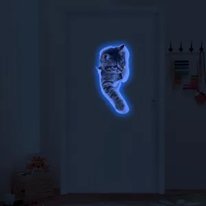 Luminous 3D cat wall sticker glow in the dark door decal home decor removable room decor art