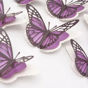 3D Parelmoer Papier Vlinder Muurstickers voor Bruiloft Huisdecoratie Detail Weergave