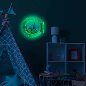 Luminous porthole wall sticker glow in the dark ocean animal home decor decal for kids room.
