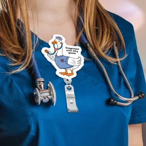 Cute cartoon nurse goose badge reel retractable ID card holder for medical staff work