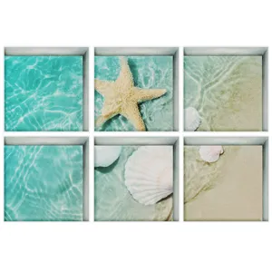 6pcs 3D Beach Starfish Shell Anti-Slip Bathtub Stickers Waterproof Bathroom Floor Decals