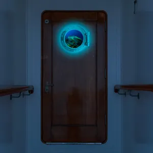 Luminous Porthole Wall Sticker Glow in Dark Ocean Turtle Fake Window Decal Home Decor
