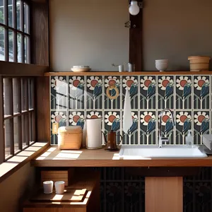 Adesivo per piastrelle floreale retro impermeabile per decorazione parete cucina.