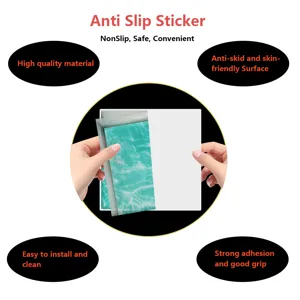 Detail view of the anti slip sticker showing water texture and backing for bathroom safety use.