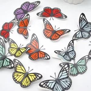 Kleurrijke 3D holle parelmoer papier vlinder muurstickers voor thuis feest decor.