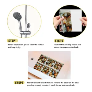 Detail view of pebble anti-slip bathtub sticker installation steps, clear and practical guide.