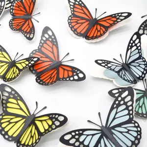 3D Holle Parelpapier Vlinder Muurstickers Bruiloft Huisdecoratie DIY Kleurrijke Decals
