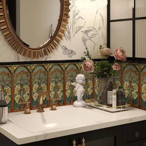 Adesivo per piastrelle in stile retrò impermeabile autoadesivo murale per cucina e bagno.