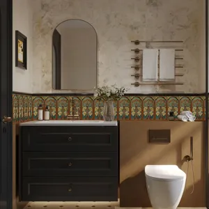 Adesivi per piastrelle Art Nouveau retrò impermeabili carta da parati cucina bagno.