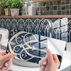 Adesivo per piastrelle da cucina impermeabile carta da parati retro adesiva decorazione casa