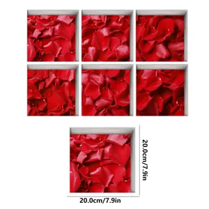 Non slip bathtub stickers red rose petal design waterproof safety strips for bathroom floor 7pcs