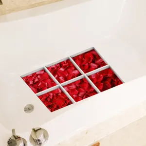Non-slip bathtub stickers waterproof red rose petal anti-skid treads for bathroom safety