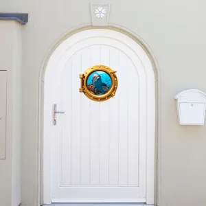 Marine dolphin porthole wall sticker fake window decal removable home decor sticker