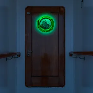 Luminous porthole wall sticker featuring a cute dolphin design, perfect for home and door decor.