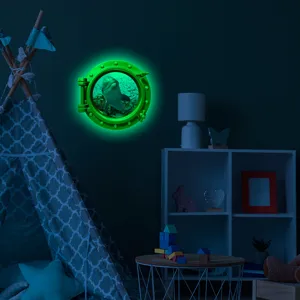 Luminous porthole wall sticker featuring a cute dolphin design, perfect for kids room home decor.