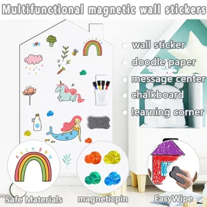 Multifunktionale magnetische Wandaufkleber für Kinderzimmer, Doodle-Whiteboard mit Stiften.