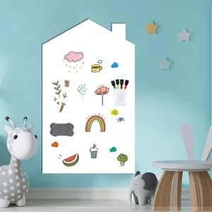 Kinder magnetische Whiteboard Wandaufkleber Hausform abwischbare Tafel für Kinderzimmer Dekor Detail