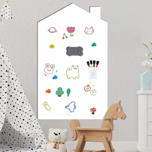 Kinder magnetische weiße Tafel Wandaufkleber, Hausform trocken abwischbare Wandtafel Details.