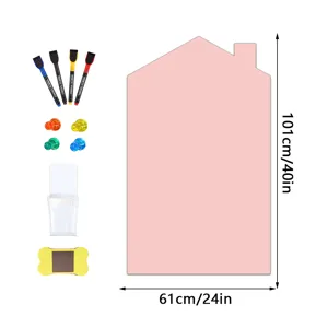 Hausförmiger magnetischer Whiteboard-Aufkleber für Kinderzimmer mit Stiften 101x61cm