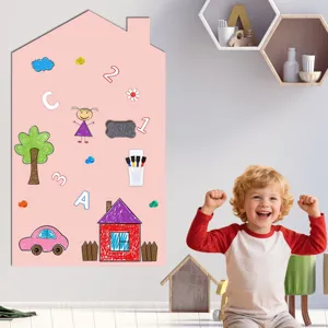 Kinder magnetische Whiteboard Wandaufkleber rosa Haus Form Kinderzimmer Wandsticker