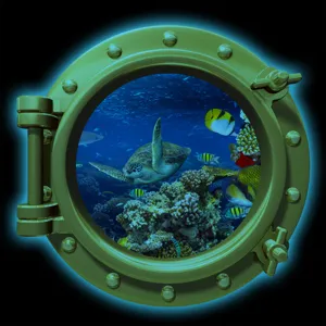 Waterproof underwater porthole wall sticker ocean turtle fish removable home decor decal