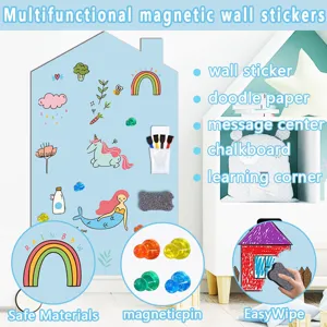 Multifunktionales magnetisches Wandsticker-Set für Kinderzimmer, Tafel und Maltafel.