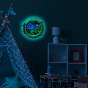 Glow in the dark porthole wall sticker marine life ocean turtle decal for kids room decor