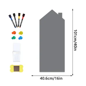 Hausform magnetische Whiteboard-Aufkleber Wandtattoo mit Stiften und Magneten 101x40.6cm