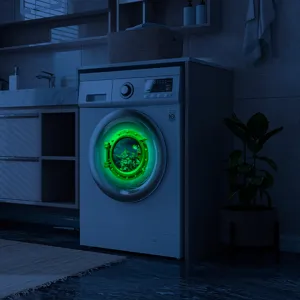 Luminous porthole marine animal wall sticker, glowing underwater scene decor for home appliance.