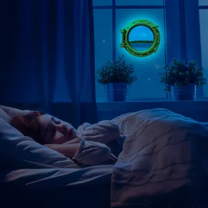 Glowing porthole wall sticker marine ocean window decal home decor for kids bedroom night light.