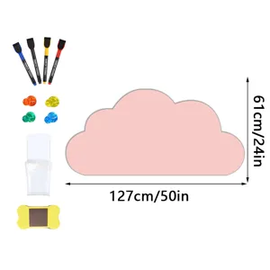 Rosa Wolke magnetische Whiteboard Aufkleber mit Stiften und Magneten für Kinderzimmer.
