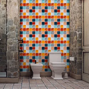 3D mosaic tile sticker detail view, self-adhesive PVC wall sticker for home decoration.