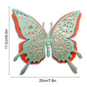 3D gelaagde uitgeholde vlinder muursticker met parel decoratie feest decor 20x17.2cm