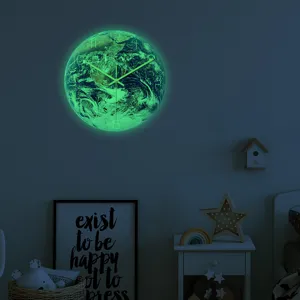 Orologio da parete terra luminoso acrilico stampa UV silenzioso per camera da letto