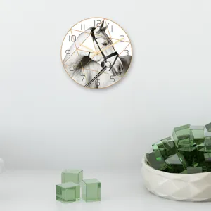 Minimalist horse head wall clock acrylic UV printed timepiece for modern living room decor