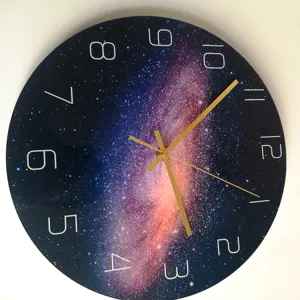Reloj de pared acrílico con diseño de galaxia y movimiento silencioso para el hogar.