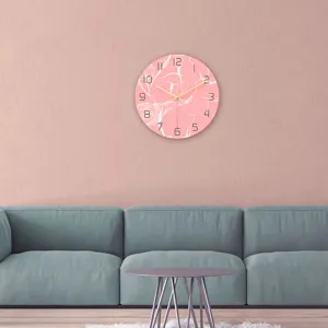 Moderne rosa Marmor Wanduhr Acryl leise hängende Uhr für Wohnzimmer Dekoration