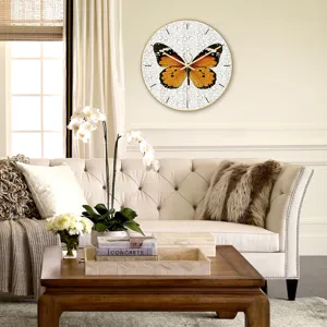 Orologio da parete crepa farfalla decorazioni per la casa moderno orologio rotondo soggiorno