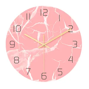Kreative Minimalistische Rosa Marmor Wanduhr Acryl Leises Uhrwerk Hängende Uhr Für Wohnzimmer Büro Heimdekoration