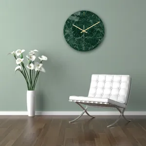 Grüne Marmor Wanduhr, moderne minimalistische Acryl Hängeuhr für Wohnzimmer Dekoration.