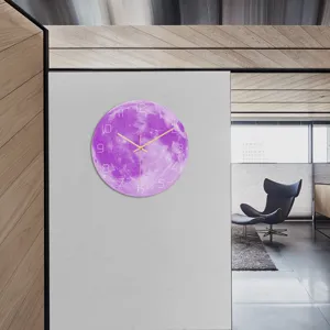 Orologio da parete luna luminosa in acrilico rotondo silenzioso per camera da letto