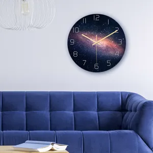 Reloj de pared de galaxia creativo de acrílico con movimiento silencioso salón dormitorio