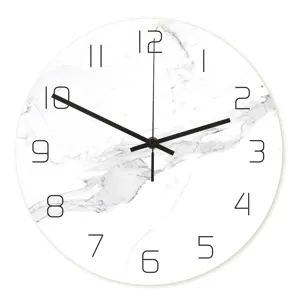 Modern Minimalist Wall Clock Silent Sweep White Marble Texture Acrylic Clock For Bedroom Living Room Office Home Decor