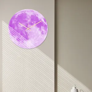 Orologio da Parete Luna Luminosa Acrilico Stampa UV Movimento Silenzioso Soggiorno Camera da Letto Studio Decorazione per la Casa