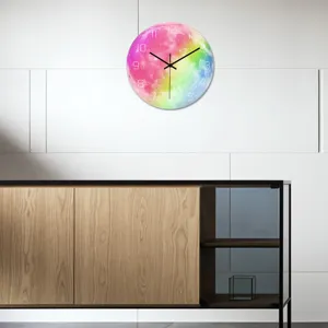 Colorful moon wall clock acrylic planet design silent hanging clock for home decor use