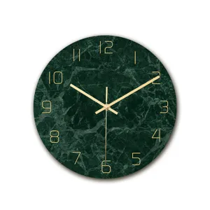 Orologio da Parete in Acrilico Moderno Minimalista Lusso Motivo Marmo Verde Movimento Silenzioso Orologio Decorativo Per Soggiorno Casa