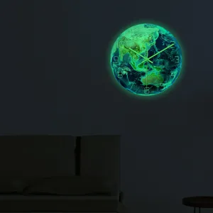 Orologio da parete luminoso terra in acrilico con stampa UV, decorazione ideale per camera.